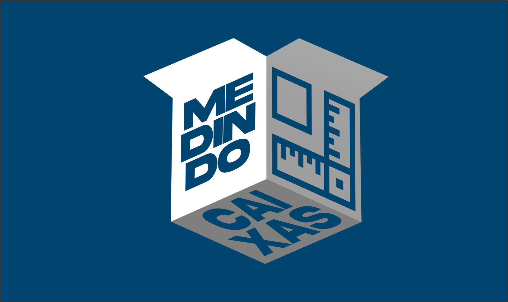 Logo da empresa como caixa de papelão